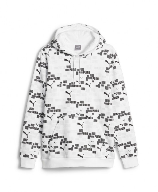 Puma Ανδρική μπλούζα φούτερ με κουκούλα Ess+ logo lab άσπρο