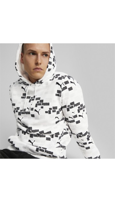 Puma Ανδρική μπλούζα φούτερ με κουκούλα Ess+ logo lab άσπρο