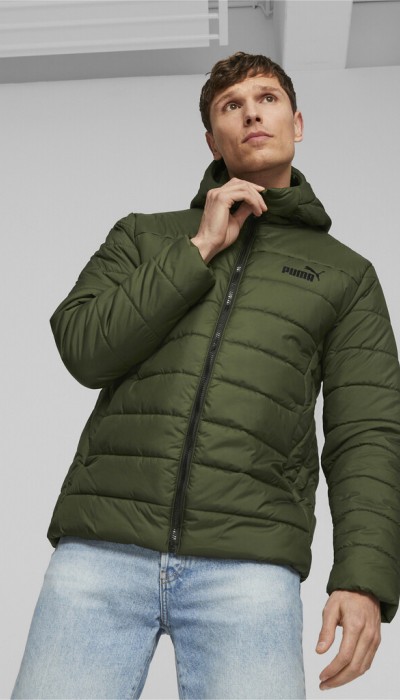 Puma Ανδρικό μπουφάν με κουκούλα Padded Jacket χακί