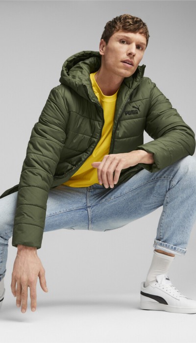 Puma Ανδρικό μπουφάν με κουκούλα Padded Jacket χακί