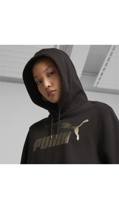 Puma Γυναικεία μπλούζα φούτερ με κουκούλα μαύρη