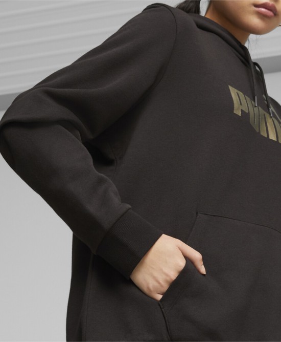 Puma Γυναικεία μπλούζα φούτερ με κουκούλα μαύρη