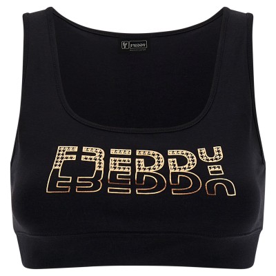 Freddy Medium support sports bra with a copper-hued Freddy print F2WBCB2