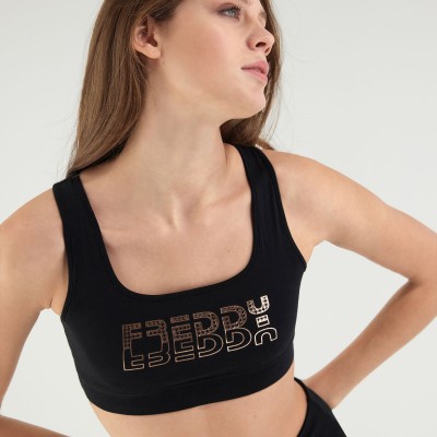 Freddy Medium support sports bra with a copper-hued Freddy print F2WBCB2