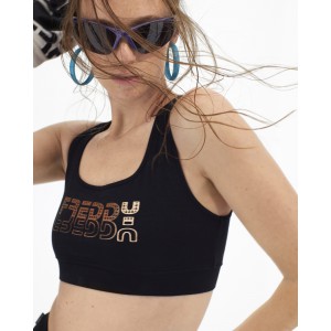 Freddy Medium support sports bra with a copper-hued Freddy print F2WBCB2