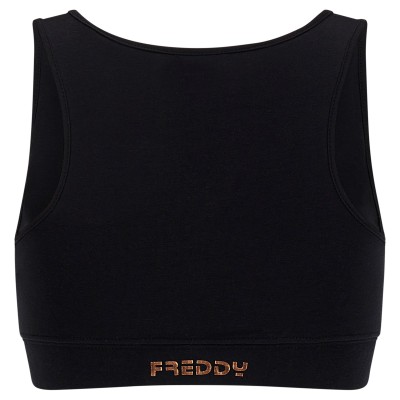 Freddy Medium support sports bra with a copper-hued Freddy print F2WBCB2