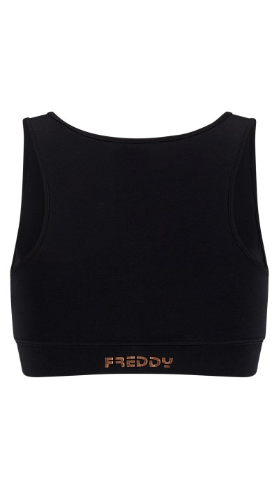 Freddy Medium support sports bra with a copper-hued Freddy print F2WBCB2