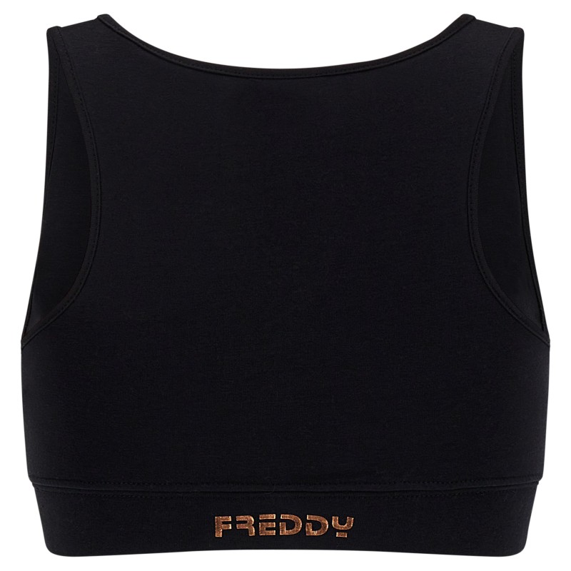 Freddy Medium support sports bra with a copper-hued Freddy print F2WBCB2