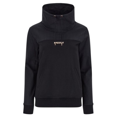 Freddy High neck pullover sweatshirt with a houndstooth yoke and sleeves F2WBCS7