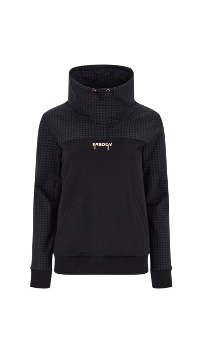 Freddy High neck pullover sweatshirt with a houndstooth yoke and sleeves F2WBCS7
