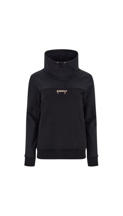 Freddy High neck pullover sweatshirt with a houndstooth yoke and sleeves F2WBCS7