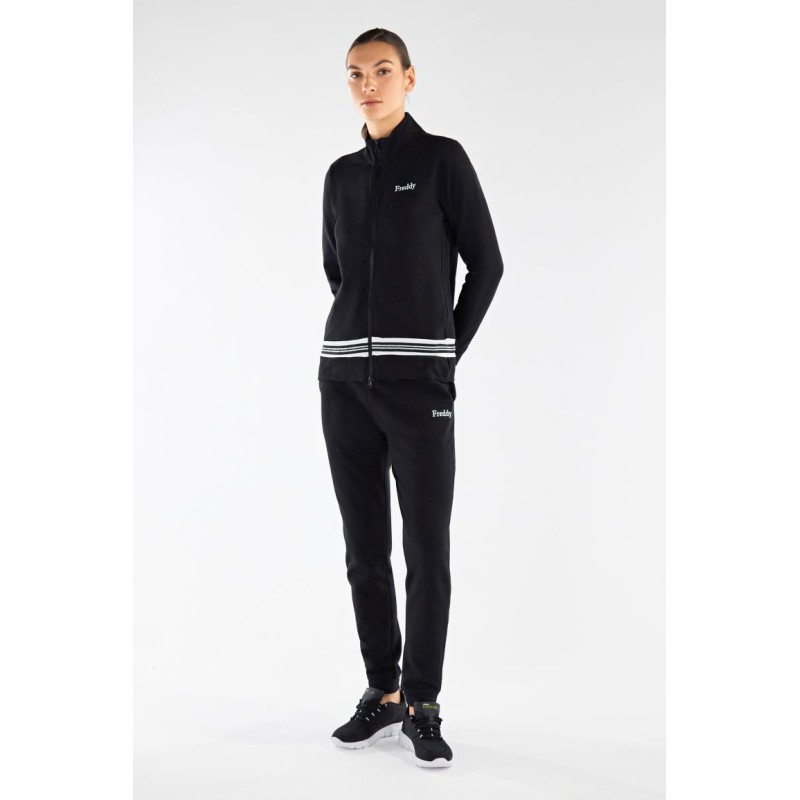 Freddy Long stretch fleece track suit with striped jacquard tape F2WTRK2 Freddy Long stretch fleece track suit with striped jacquard tape F2WTRK2