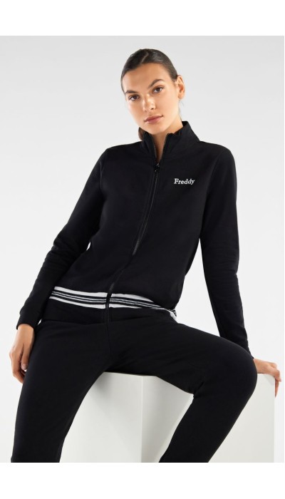 Freddy Long stretch fleece track suit with striped jacquard tape F2WTRK2