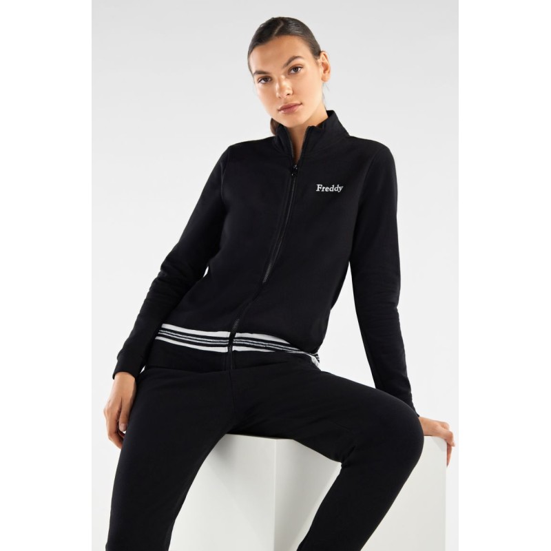Freddy Long stretch fleece track suit with striped jacquard tape F2WTRK2 Freddy Long stretch fleece track suit with striped jacquard tape F2WTRK2
