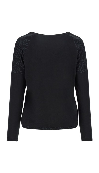 Freddy  Γυναικεία μπλούζα μακρυμάνικη με print μαύρη