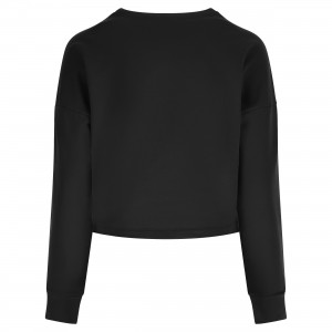 Freddy Γυναικείο cropped φούτερ μπλούζα με λαιμόκοψη μαύρη