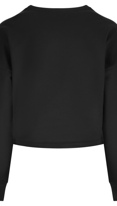 Freddy Γυναικείο cropped φούτερ μπλούζα με λαιμόκοψη μαύρη