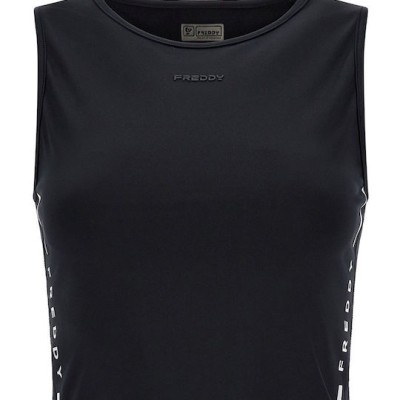 Freddy Γυναικείο cropped top με λογότυπο στο πλάι μαύρο