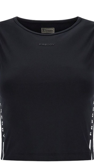 Freddy Γυναικείο cropped top με λογότυπο στο πλάι μαύρο