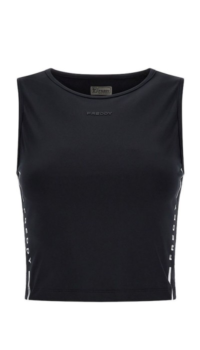 Freddy Γυναικείο cropped top με λογότυπο στο πλάι μαύρο