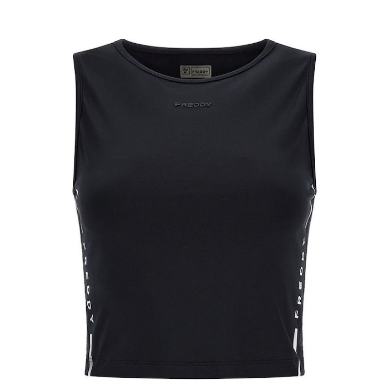 Freddy Γυναικείο cropped top με λογότυπο στο πλάι μαύρο