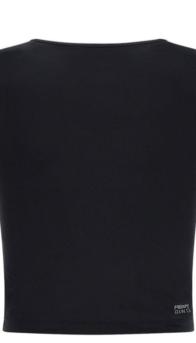 Freddy Γυναικείο cropped top με λογότυπο στο πλάι μαύρο