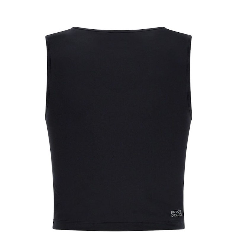Freddy Γυναικείο cropped top με λογότυπο στο πλάι μαύρο