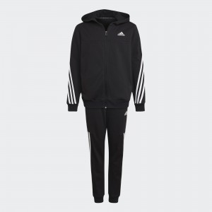 Adidas Kids tracksuit zip-hoodie & pant 3-stripes black