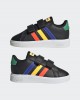 Adidas Παιδικά sneakers με αυτοκόλλητα grand court μαύρα