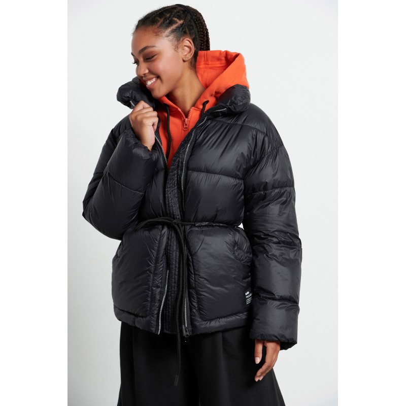 BodyTalk Γυναικείο μπουφάν puffer με ζώνη μαύρο BodyTalk Γυναικείο μπουφάν puffer με ζώνη μαύρο