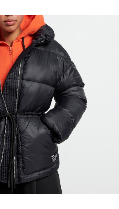 BodyTalk Γυναικείο μπουφάν puffer με ζώνη μαύρο