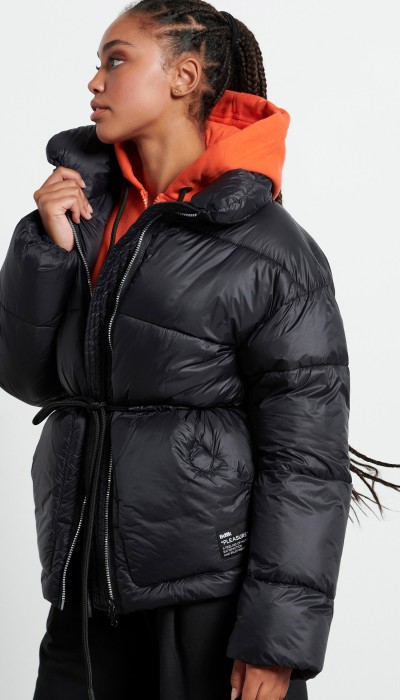 BodyTalk Γυναικείο μπουφάν puffer με ζώνη μαύρο