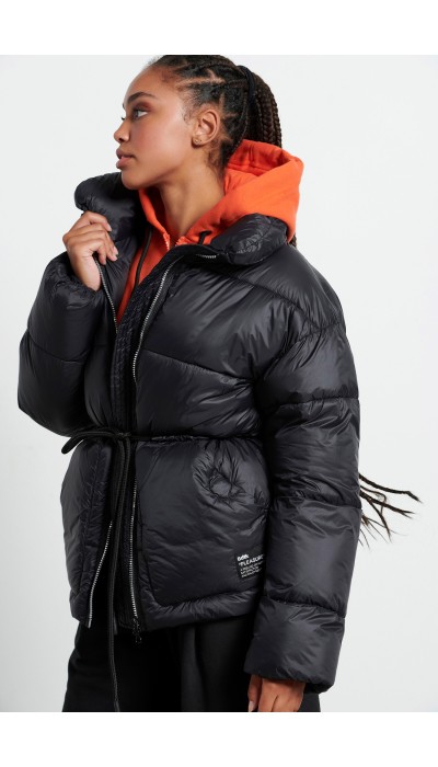 BodyTalk Γυναικείο μπουφάν puffer με ζώνη μαύρο