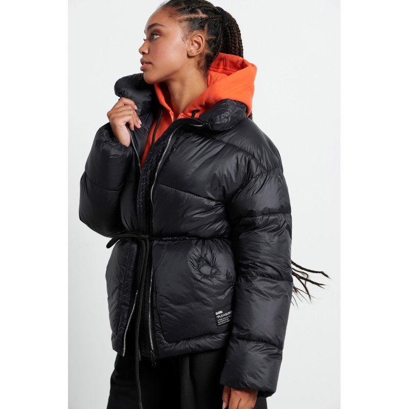 BodyTalk Γυναικείο μπουφάν puffer με ζώνη μαύρο BodyTalk Γυναικείο μπουφάν puffer με ζώνη μαύρο