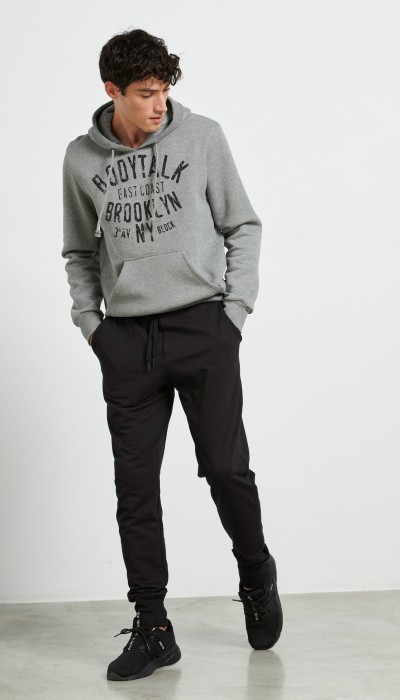 BodyTalk Ανδρικό αθλητικό παντελόνι φόρμας με λάστιχο jogger μαύρο