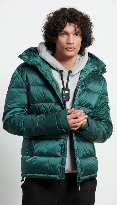 BodyTalk Ανδρικό Αθλητικό Μπουφάν puffer με Κουκούλα Πράσινο