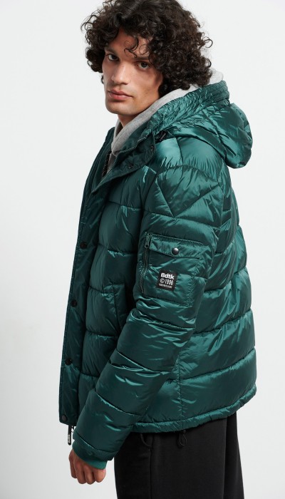 BodyTalk Ανδρικό Αθλητικό Μπουφάν puffer με Κουκούλα Πράσινο