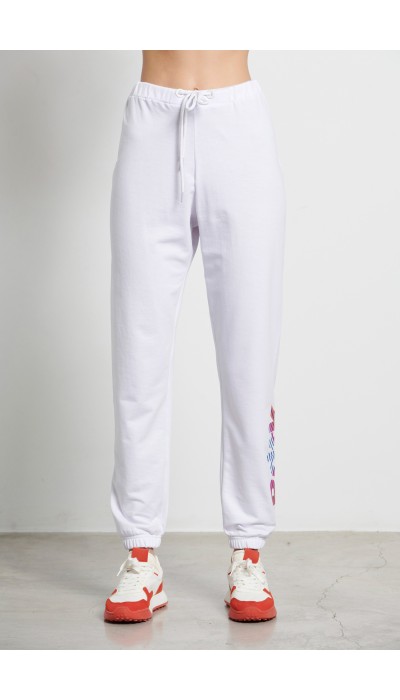 BodyTalk Γυναικείο αθλητικό παντελόνι ψηλόμεσο jogger άσπρο