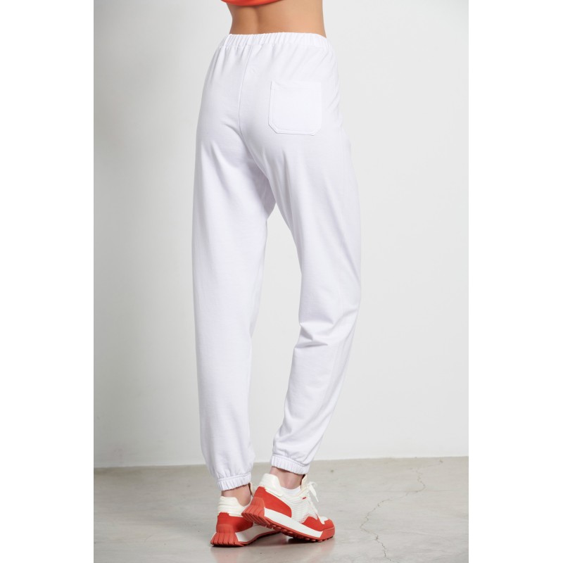 BodyTalk Γυναικείο αθλητικό παντελόνι ψηλόμεσο jogger άσπρο BodyTalk Γυναικείο αθλητικό παντελόνι ψηλόμεσο jogger άσπρο