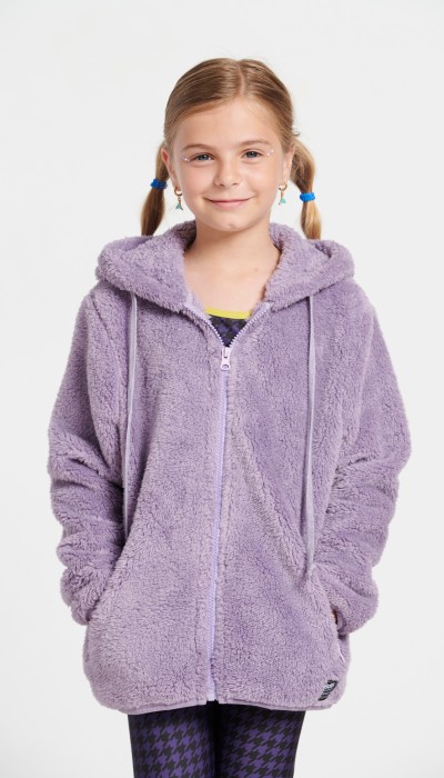 BodyTalk Παιδική ζακέτα με κουκούλα για κορίτσι teddy λιλά