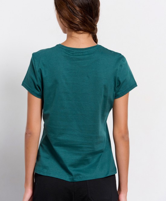BodyTalk Γυαναικεία κοντομάνικη μπλούζα με λογότυπο "BDTK" βαμβακερή πράσινη