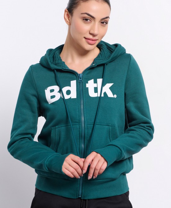 BodyTalk Γυναικεία ζακέτα φούτερ με κουκούλα πράσινη