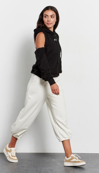 BodyTalk Γυναικείο παντελόνι σαλβάρι 7/8 "less is more"εκρού