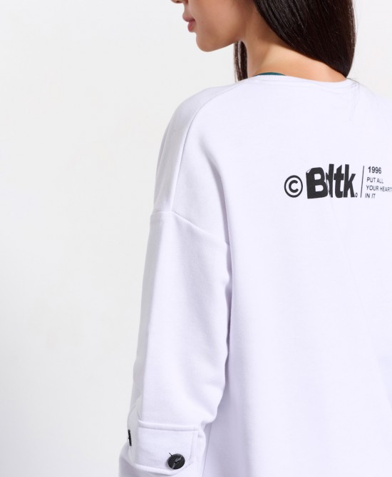 BodyTalk Γυναικεία μπλούζα φούτερ 'ALLIN' με λαιμόκοψη oversized άσπρη
