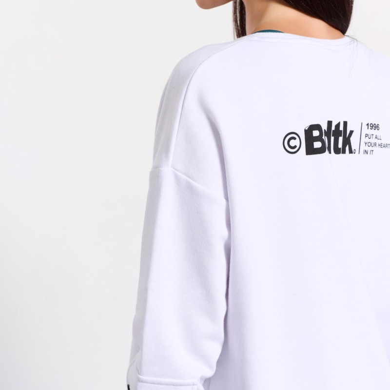 BodyTalk Γυναικεία μπλούζα φούτερ 'ALLIN' με λαιμόκοψη oversized άσπρη