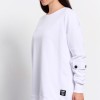 BodyTalk Γυναικεία μπλούζα φούτερ 'ALLIN' με λαιμόκοψη oversized άσπρη