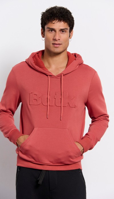 BodyTalk Ανδρική μπλούζα φούτερ με κουκούλα και ανάγλυφο λογότυπο κεραμιδί