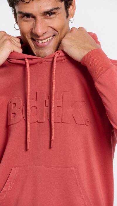 BodyTalk Ανδρική μπλούζα φούτερ με κουκούλα και ανάγλυφο λογότυπο κεραμιδί