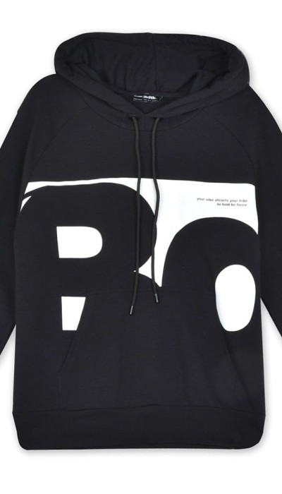 BodyTalk Ανδρική μπλούζα με κουκούλα raglan και τσέπες μαύρη