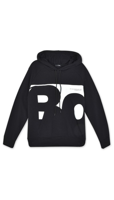 BodyTalk Ανδρική μπλούζα με κουκούλα raglan και τσέπες μαύρη